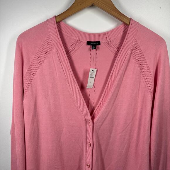 Talbots Cardigan Women Size M NWT Pink Long Sleeve Grandpa Spring 358656 Modest - Picture 3 of 10